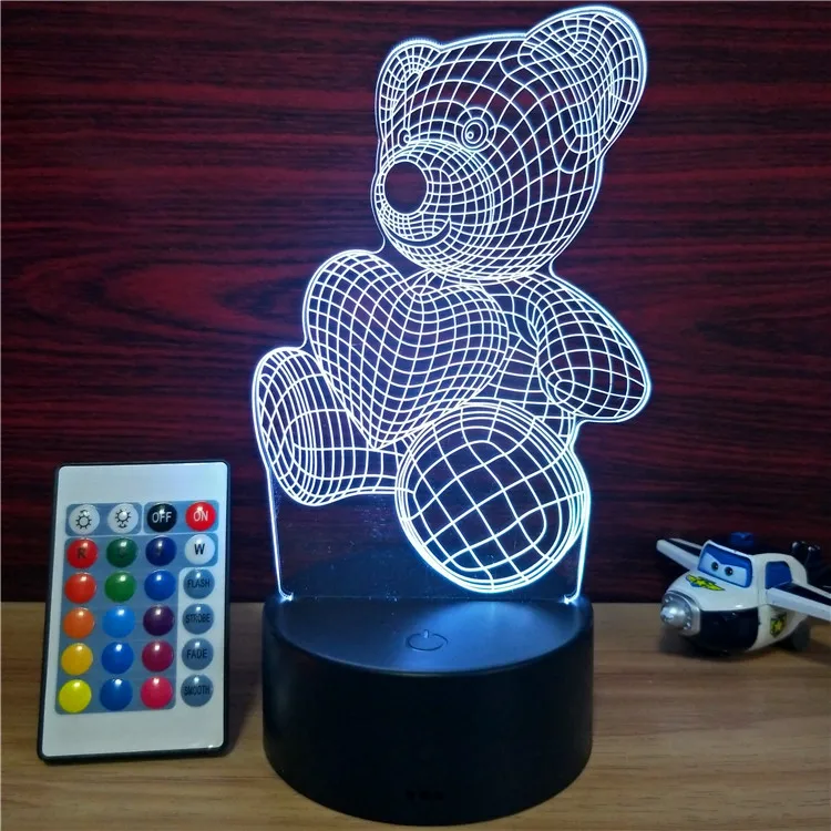 3DイリュージョンLEDランプかわいいクマ子供用3Dナイトライト7色 3DイリュージョンLEDランプかわいいクマ子供用3Dナイトライト7色