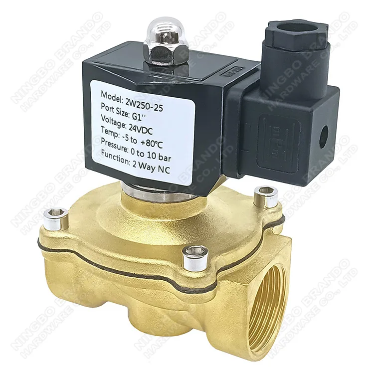 Heschen 2W-250-25J Brass Solenoid Valve - 1 Inch, DC24V, Normally Closed For Water Control