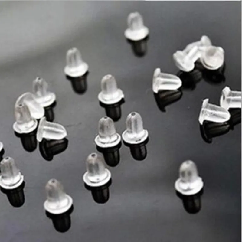 100-500pcs Transparent Soft Silicone Rubber Earring Back Ear