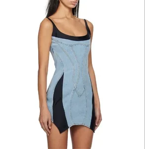 Denim Bodycon Sleeveless Summer  Mini Dress Washed Colors Available