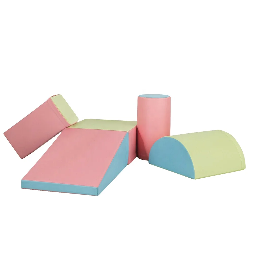5pcs/set Foam Blocks Cube/Trapezoid/Cylinder Large Foam Blocks Preschool Learning Crawl Climb Soft Building Blocks for Baby Kids