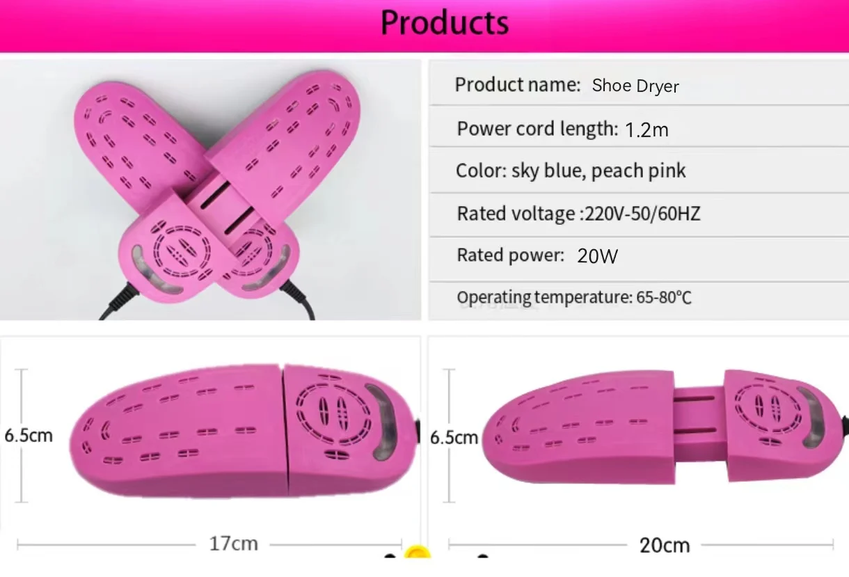 Electric Shoe Dryer Without Timer Retractable Boot Warmer Shoe Deodorizer for Boots Sanitizing and Deodorizing Portable Dryer