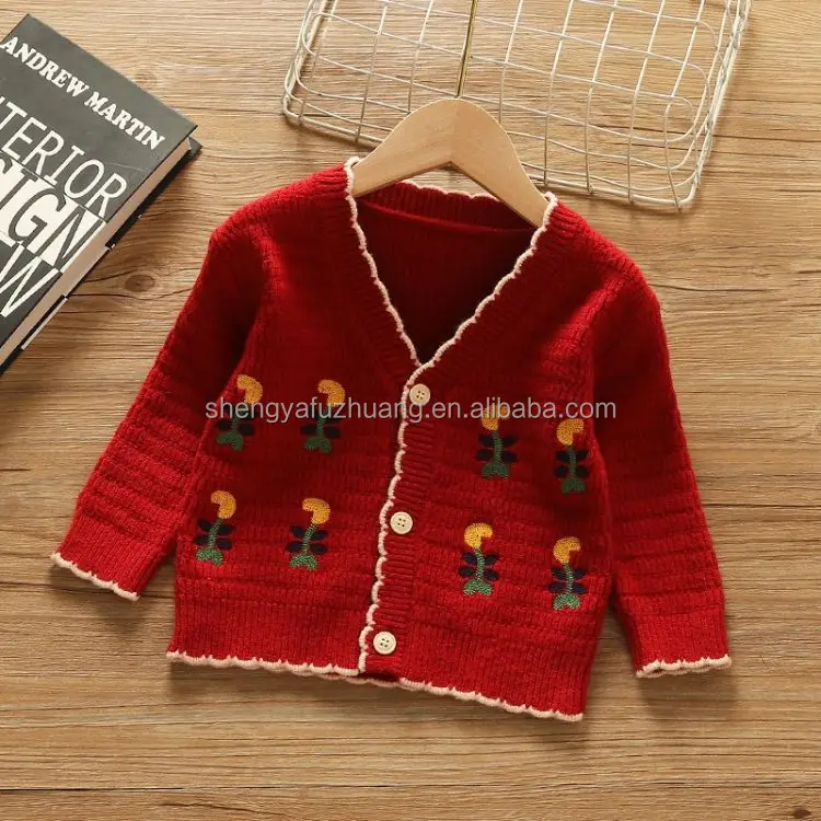 New hot spring and summer solid color hollow knitted cardigan baby girls' sweaters