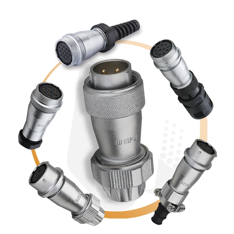 WEIPU IP67 16MM 20MM Waterproof Connector 2-hole Flange Receptacle IP67 2 Pin Insulated Electrical Cable Connector With Wire
