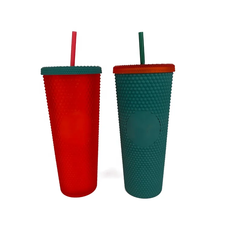 24 унции рождественские украшения для дома лучший подарок чашка с шипами подарок на Хэллоуин бутылка для воды новая сетка радужные матовые цветные стаканы