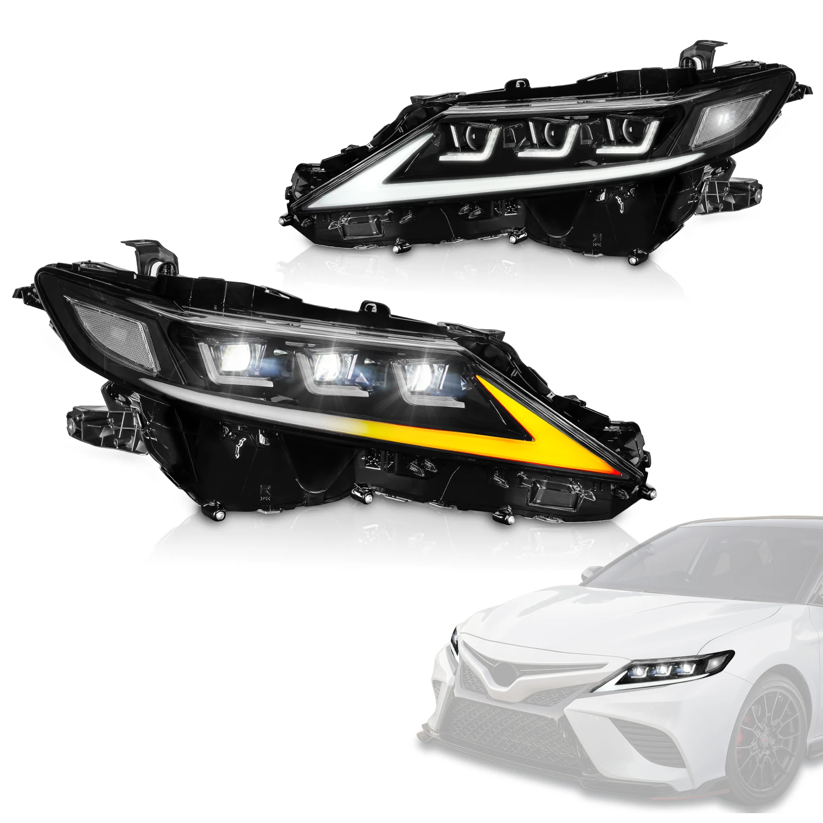 Archaic Full LED Camry 3 Projectors DRL for Toyota 2018-2023