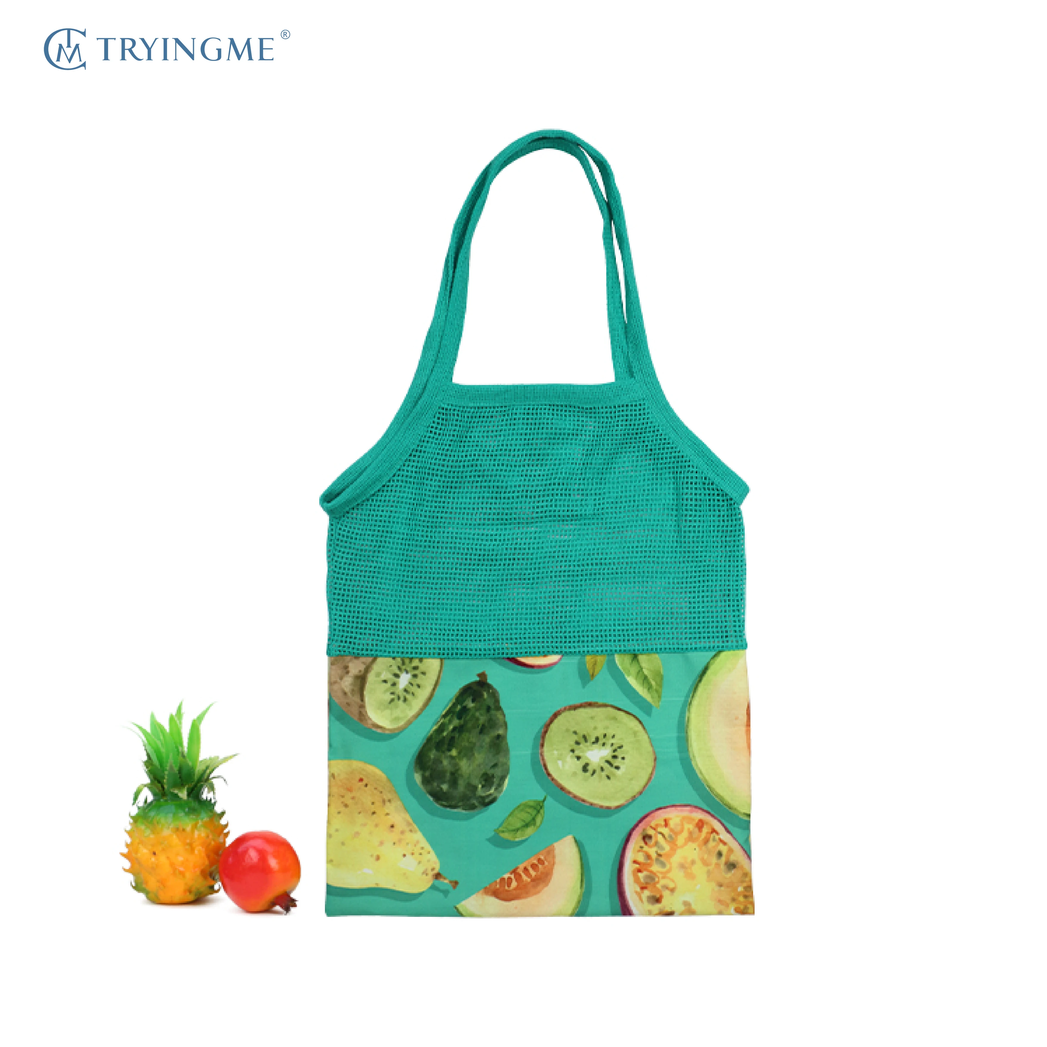 Large Capacity Pouch Reusable Mesh Bags Grocery Tote Shopping Cotton Net String Bag for Fruits Vegetable Foods With Custom Logo