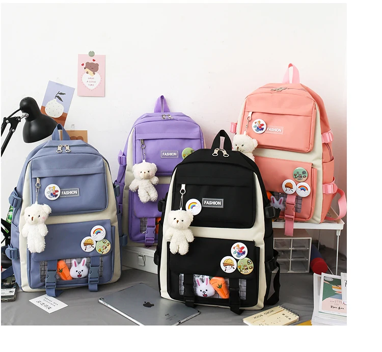Hot Wholesale Canvas Durable School Handbags Backpack Set High Quality ...