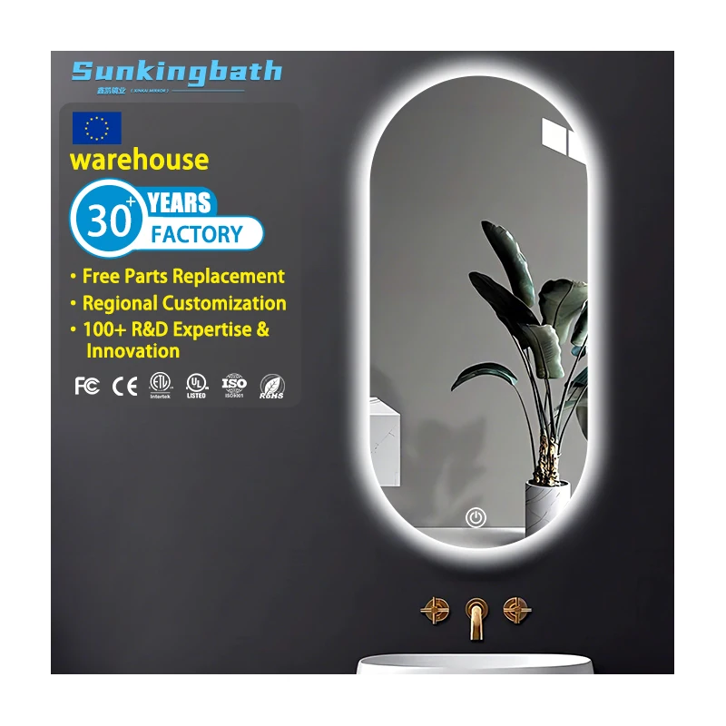 Stainless Steel Led Smart Bathroom Mirror  Aluminum Alloy Hanging  Mirror for Salon or BathroomHome Hotel Salon
