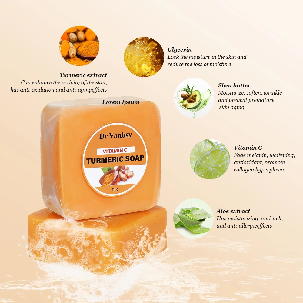 Whitening Dark Spots Turmeric Soap Anti Acne Handmade Turmeric Face Soap Wholesale Natural