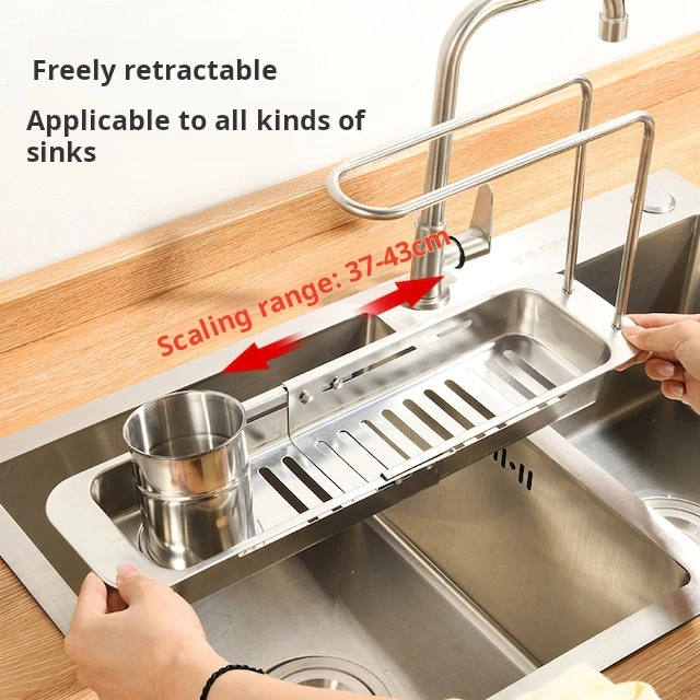 Supporto Per Spugna In Acciaio Inox Per Lavandino, Organizer Staccabile Con Scomparti, 16,5x10,5x3,5 Cm - 5