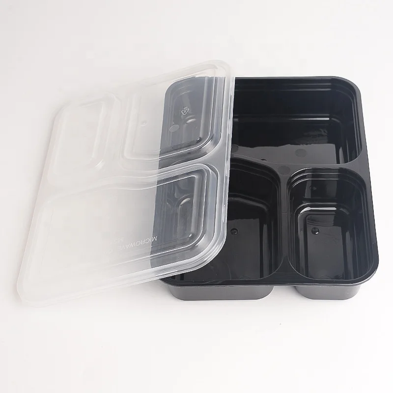 Packing Food Microwave Safe Disposable 3 Compartment Pp Food Container