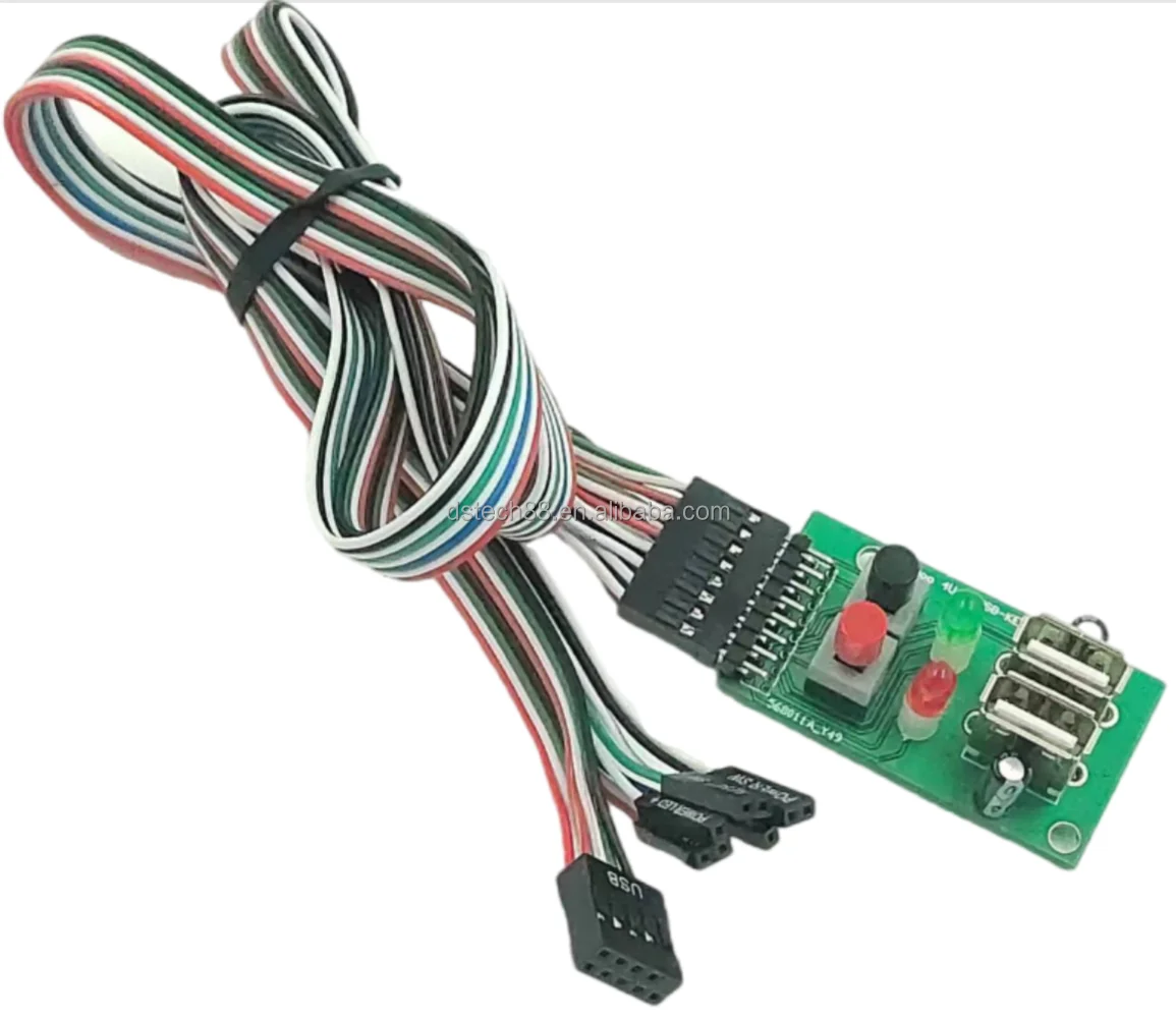 Desktop Computer Pc Case Dp9pin Connector To 2usb Power Button Switch Cable & Reset Switch