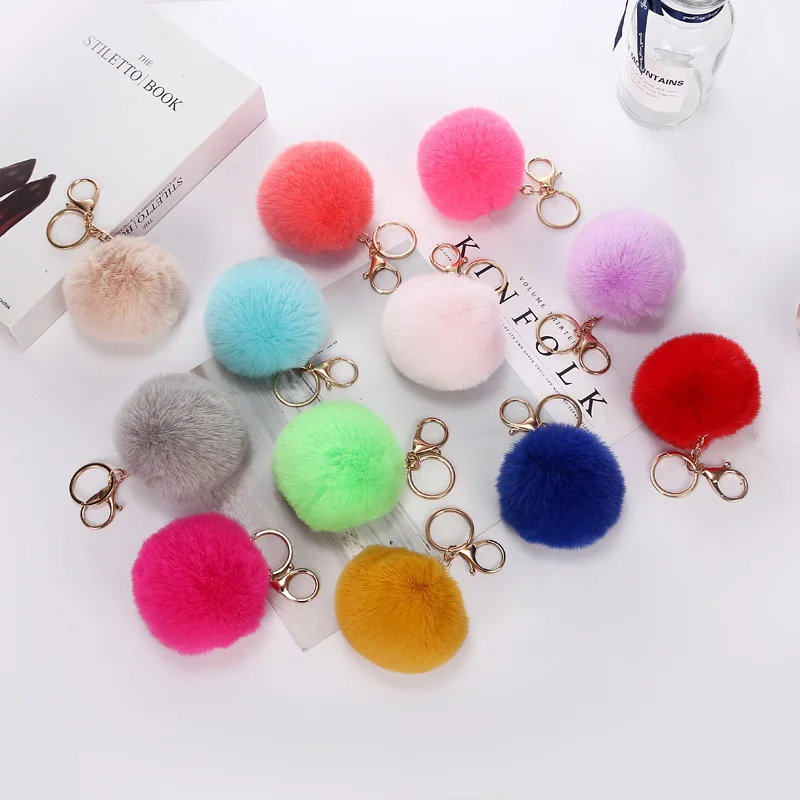 Wholesale Novelty Rainbow Faux Fur Unicorn Horn Ball Pom Pom Pendant Car  Bag Keychain From m.