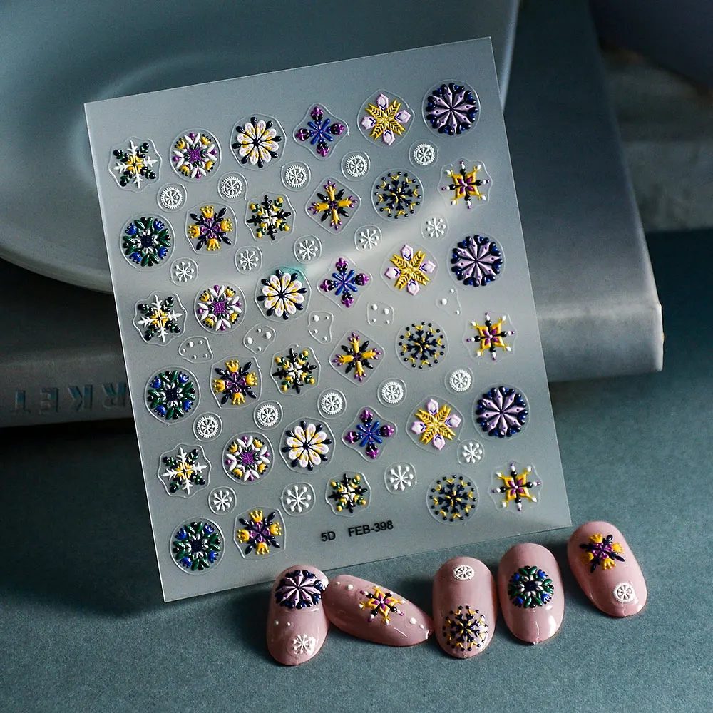 Elegant Bohemia Design 5d Nail Stickers Nails Transfer Sliders Embosses ...