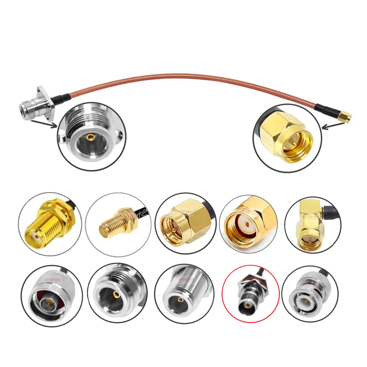 N Male/Female Flange Panel Mount to RP/SMA Male Female/BNC/TNC/UHF SO-239 RA for RG400 RG142 RF Pigtail Extension Antenna Cable