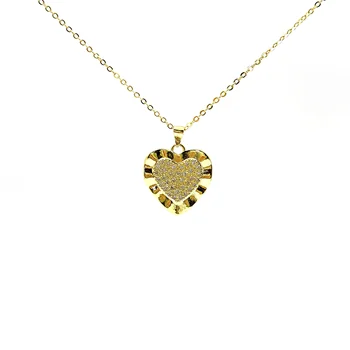Wholesale Jewelry Irregular 18K Gold Charms Drop Smooth Heart Pendant Necklace