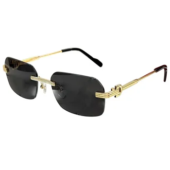 vintage luxury designer brand sunglasses for men women rimless mens womens uv400 protect lens simple eyeglass popular frameless