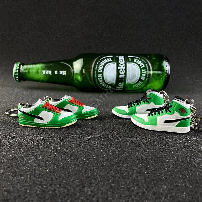 Набор миниатюрных ПВХ оптовая продажа дизайнерский брелок для ключей с коробкой мини обуви кроссовок 3d dunk