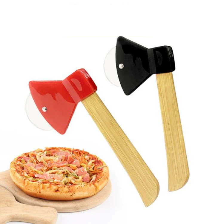 YS Pizza Cutter Bamboo Handle Pizza Cutter Plastic Cake Maker