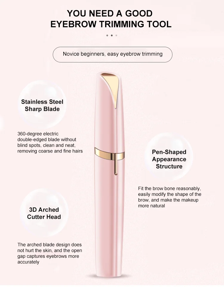 good price portable professional fashion attractive design lady high quality USB painless electric women eyebrow trimmer