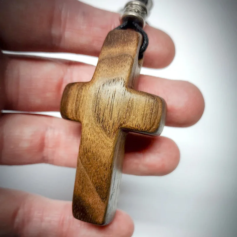 Nicro Creative Mini Walnut Crafts Stress Relief Gifts Wooden Cross Keychain Easter Souvenir Christian Prayer Gift Key Chain