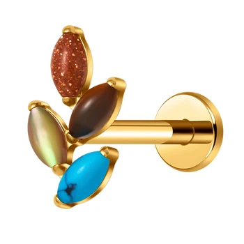 G23 Titanium Earrings Piercing Studs 16G Bar Opal Ear Stud Conch Helix Cartilage Tragus Fashion Labret Lip Pierc Jewelry