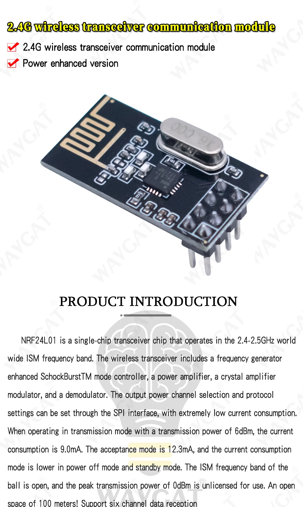 NRF24L01+ Power Enhanced Version 2.4Ghz 2Mbps Antenna Wireless ...