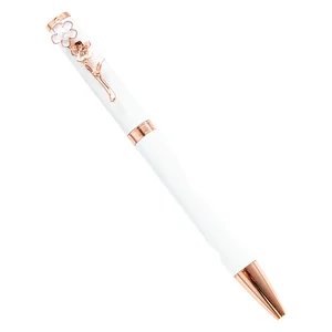 Creative Fashion Business Promotion Metal Ballpoint Pen Multi-Color Pearl with Colorful Flower Clip 1.0mm Customizable Logo