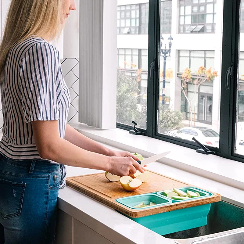 Sopewod Customized Kitchen Bamboo Cutting Board With Silicone