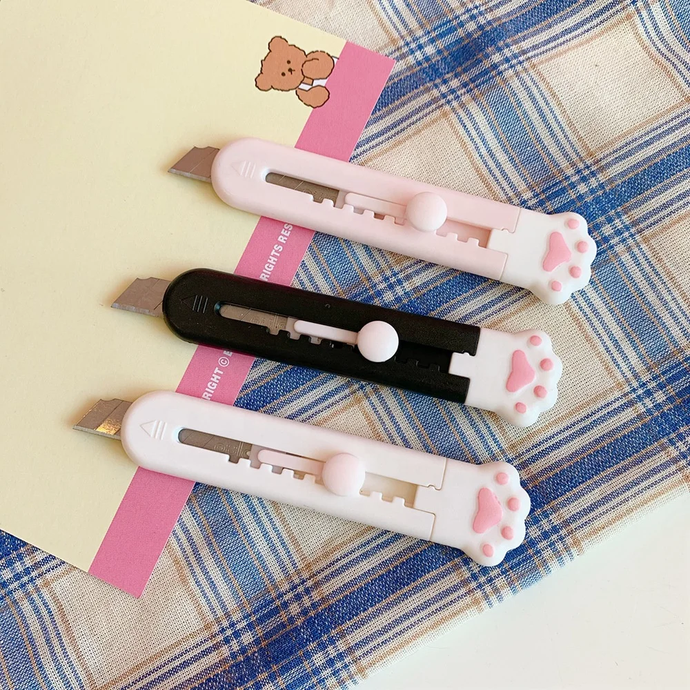 1 Pcs Cute Kawaii Mini Pocket Cat Paw Art Utility Knife Express Box Knife  Paper Cutter Craft Wrapping Refillable Blade Stationery – the best products  in the Joom Geek online store