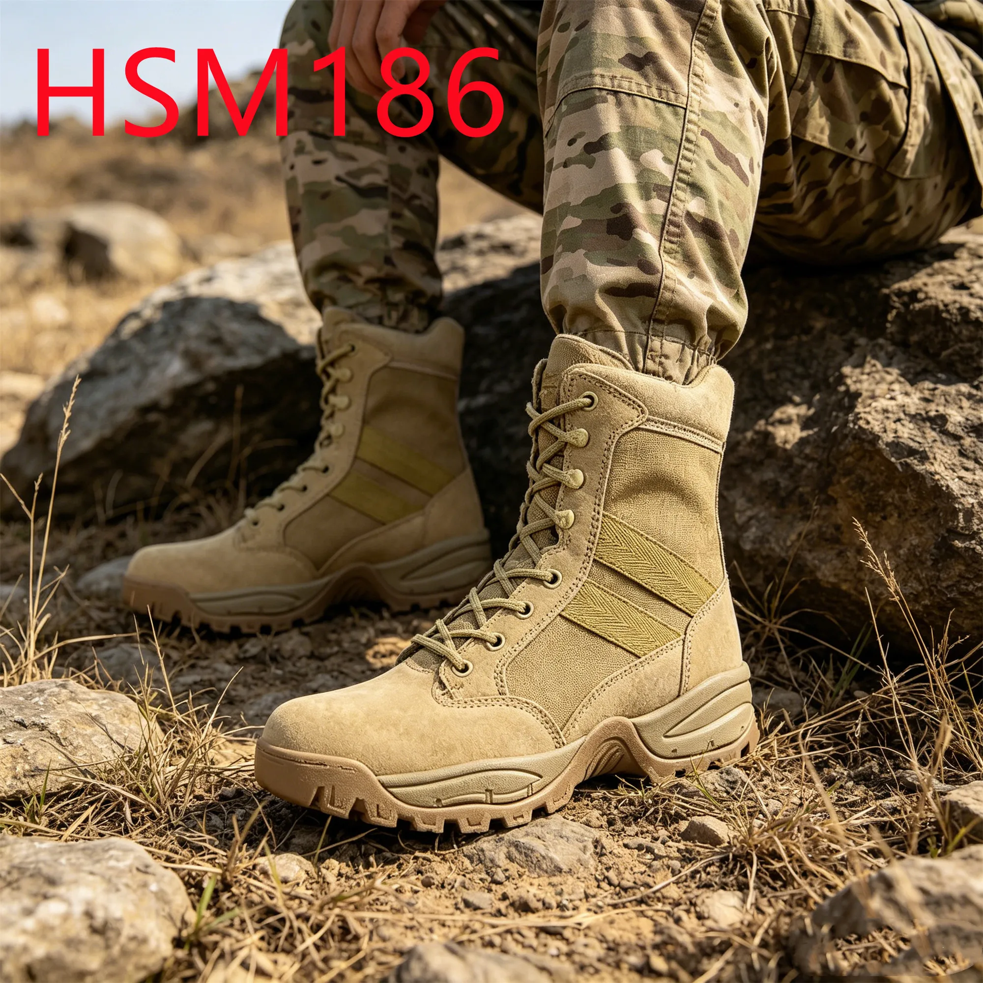 HY,All-Purpose Shockproof EVA+rubber Sole Combat Boots with Side Zip Factory Output Muddy Resistant Tactical Gear Boots HSM186