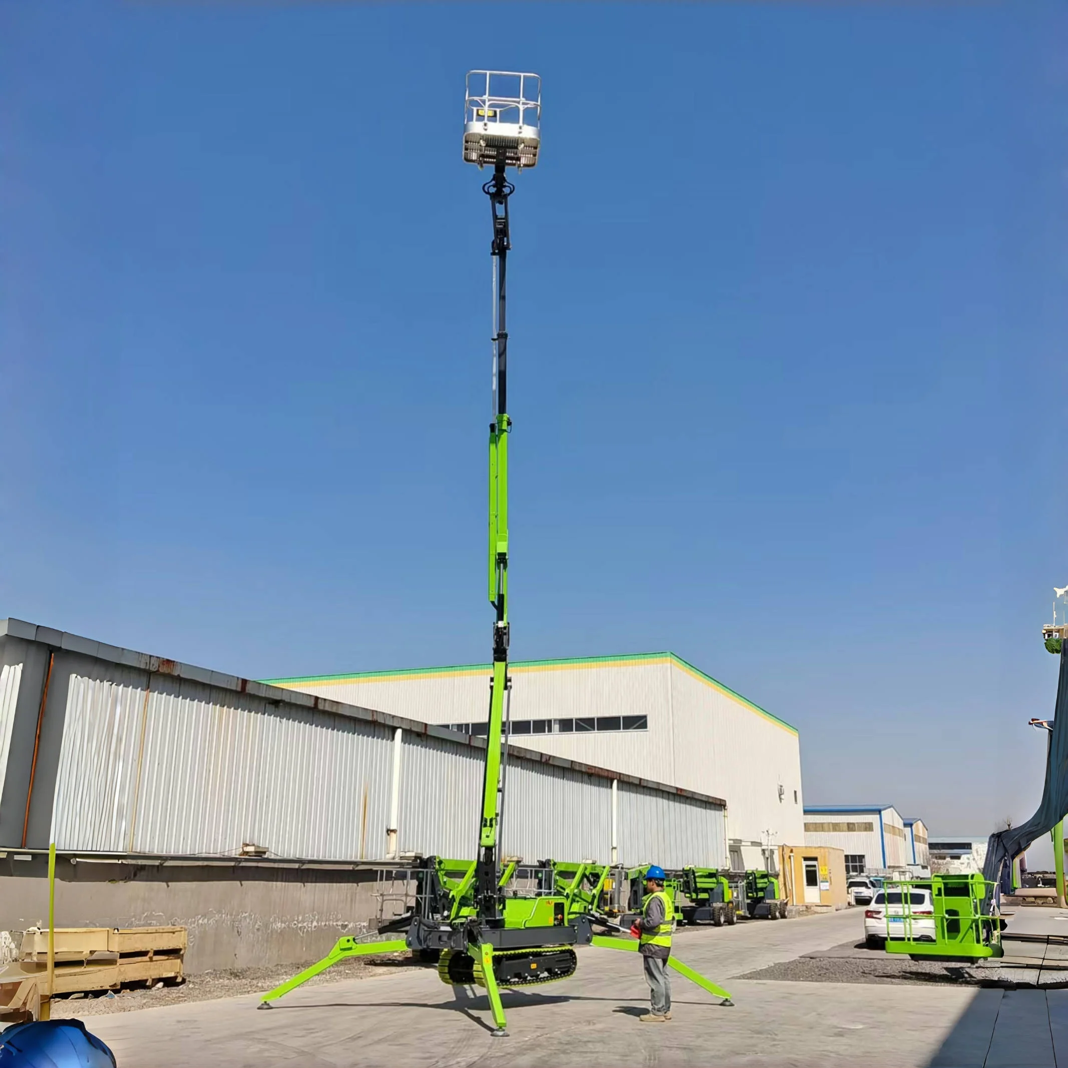 Aerial Work Platform with Spider Legs  Compact Crawler Lift Telescopic Boom Lift with Spider Design