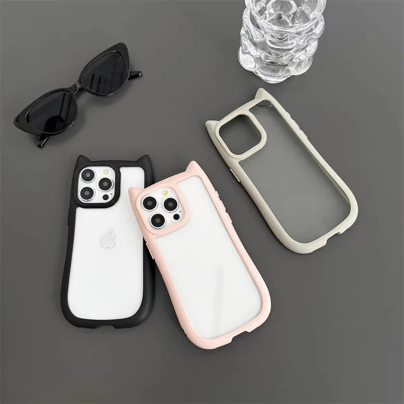 Cat Ear Silicone Mobile Phone Case for iPhone 17 Pro Cute Pink Mobile Phone Case for iPhone 16 15 14 13 Phone Cases With Cat Ear Cat Ear Silicone Mobile Phone Case for iPhone 17 Pro Cute Pink Mobile Phone Case for iPhone 16 15 14 13 Phone Cases With Cat Ear