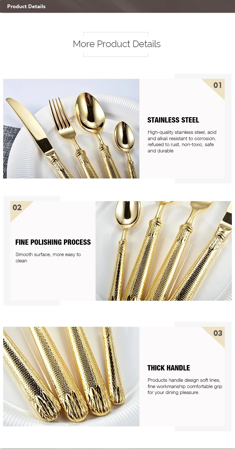 Luxusní nádobí z nerezové oceli & vidlice 24k zlaté příbory 10