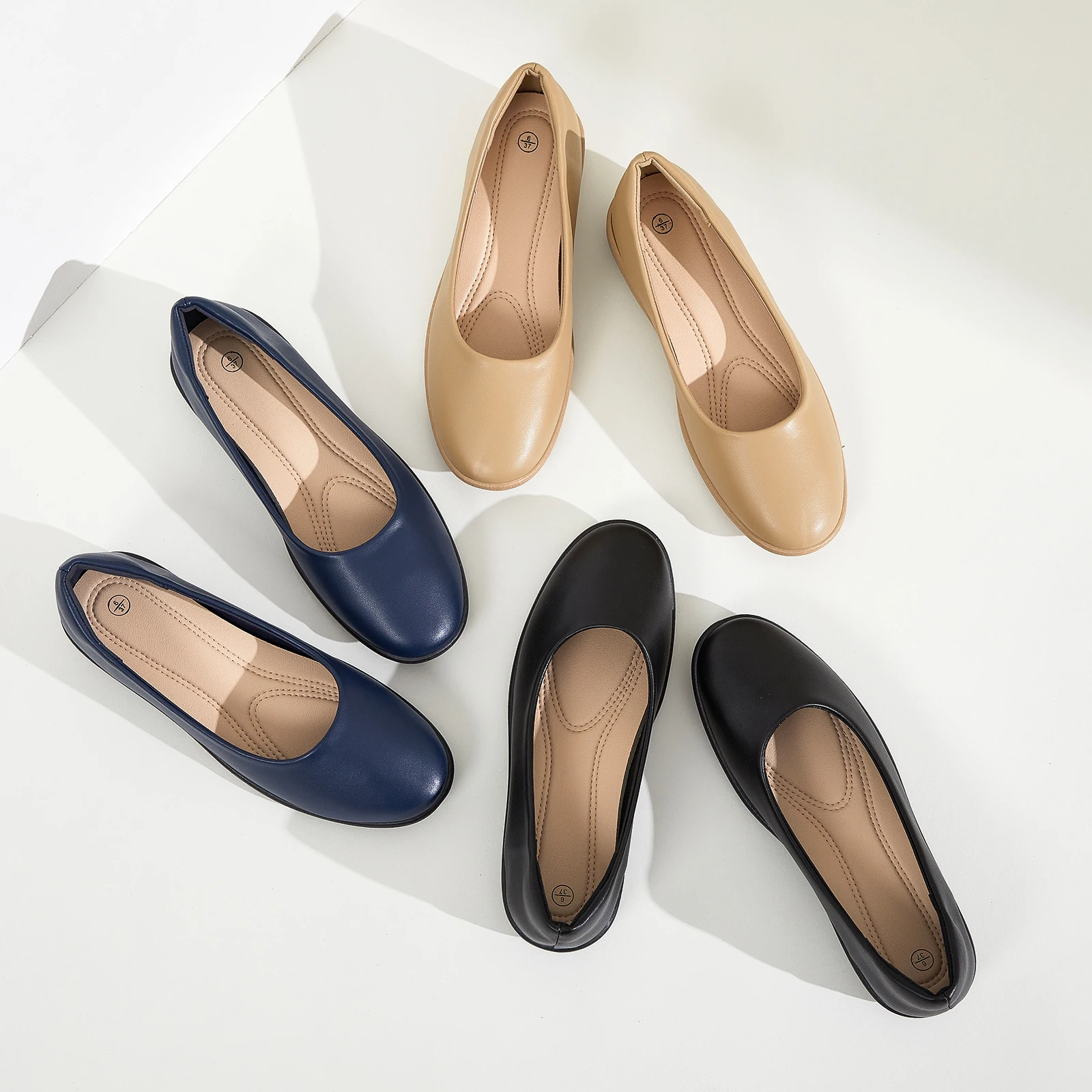 Luxury High Quality Customized Leather Women's Loafers Round Toe Flat Shoes Slingback Anti Slip Spring Shoes