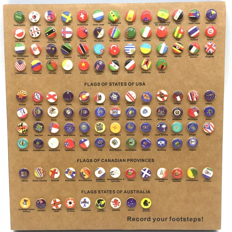 Aazon.co: FHUIEWRY 51 Pcs States Flags Push Pins With Cork Board, USA - View #3