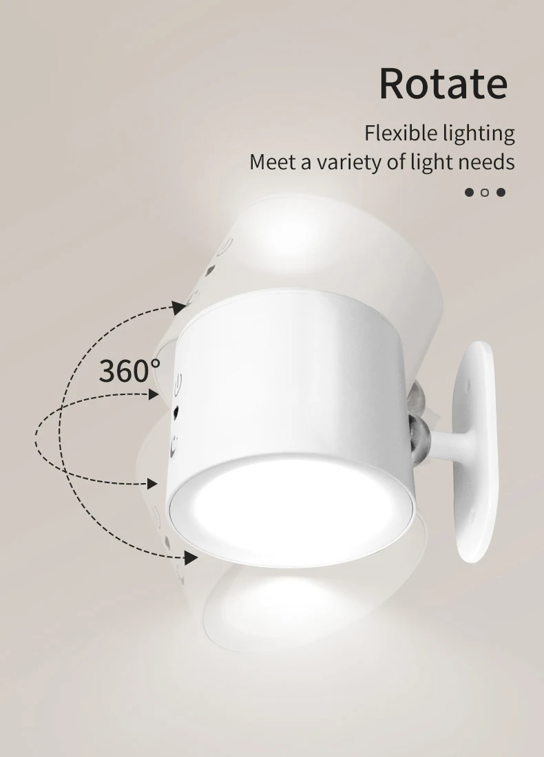 Wireless Round Cob Wall Lights Lamp 360 Rotating Magnet Fixation bedroom Stairs Hallway Kitchen Wall Light Inside Battery