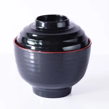 Wholesale custom 4 inch Black Red small melamine soup bowl with lid