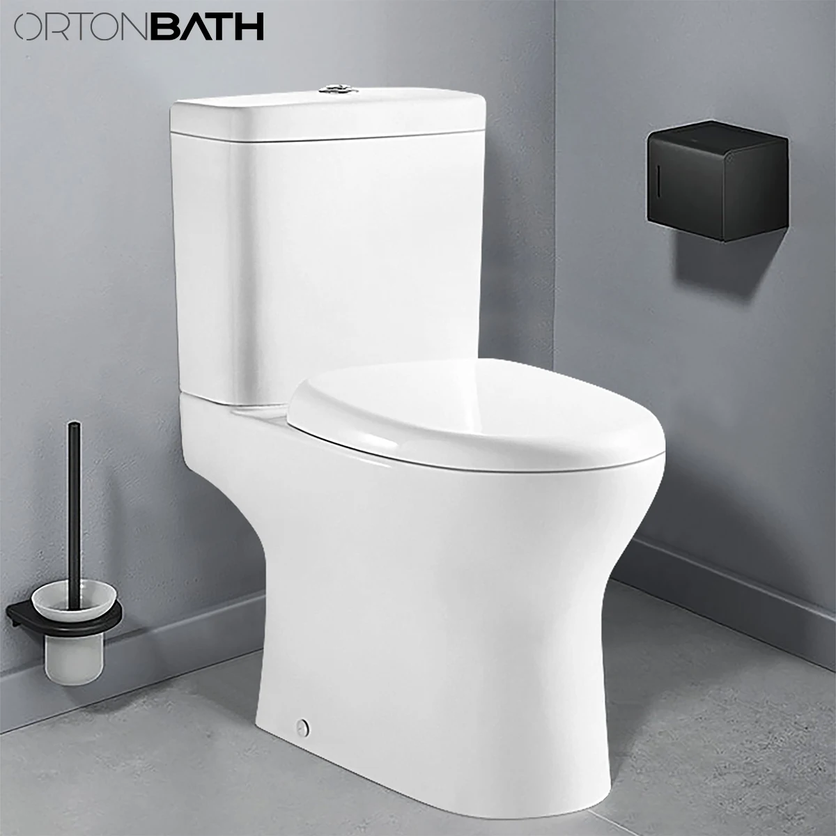 Ortonbath Rimless Dual Flush Toilet,Pp Soft Closing Seat,Oval Bathrooms