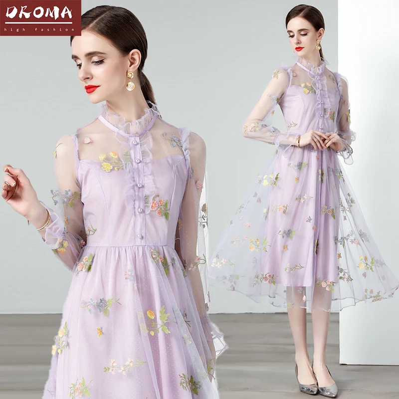 High Qulity Luxury Design Runway Summer Dresses Women Lace Water-soluble  Floral Heavy Industry Dress Vestidos - Dresses - AliExpress
