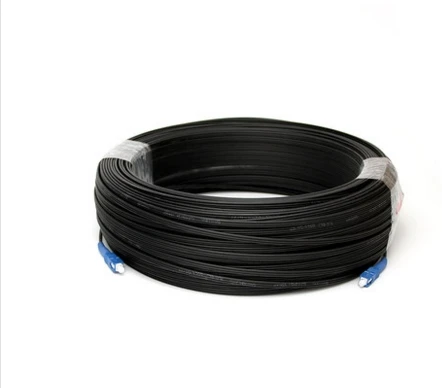 İzh ceket kendi kendine desteklenir 1 çekirdek g657a frp/çelik dayanıklılık üyesi sc/upc-sc/upc 100m fiber optic drop cable patch cord