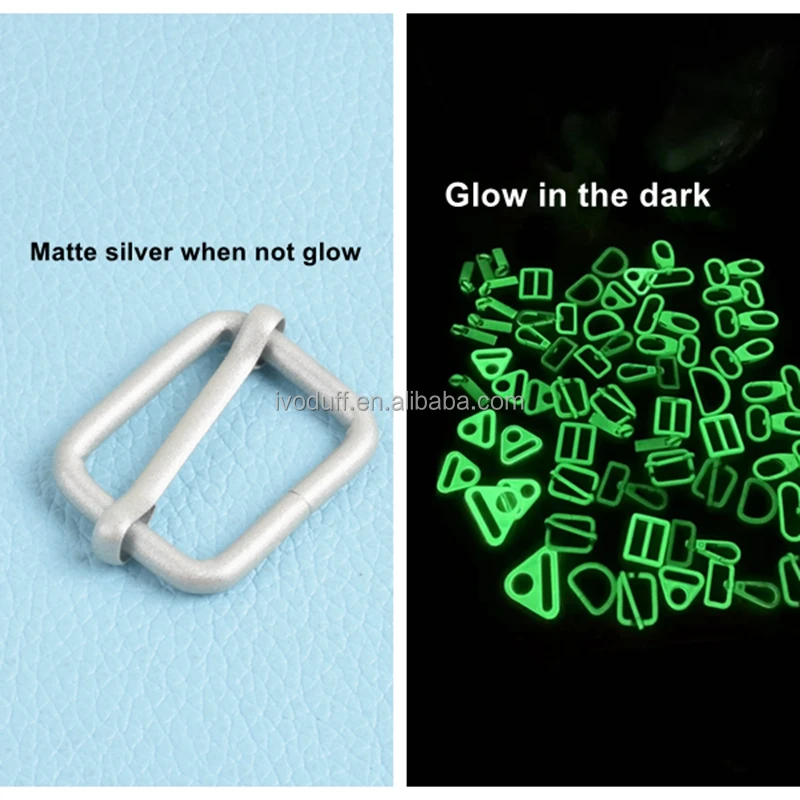 Glow in the Dark Metal Handbag Hardware Accessories Snap Hook Slider Triangle Ring D Ring Zipper Pull