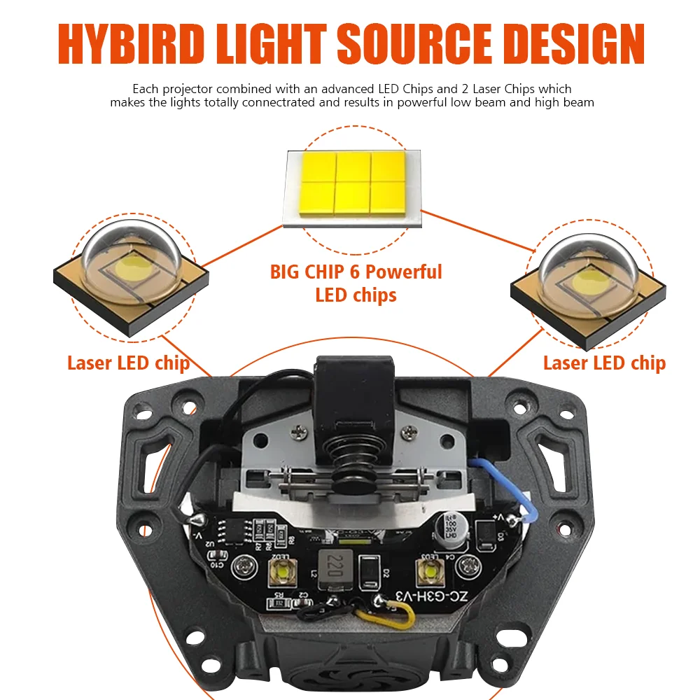 6000K Driving Lamp 3 Inch 65W Zdg3 50000Lm Bi Led Lens Laser