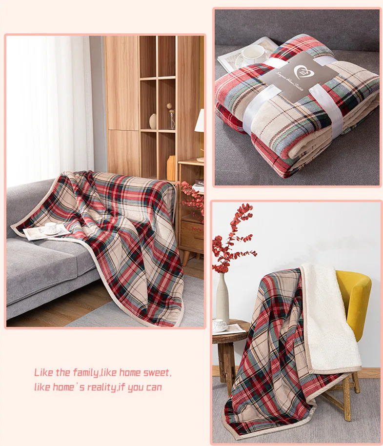 Designer Throw Wholesale Christmas Tartan Flannel blanket Sustainable Plaid Sofa Sherpa Flannel Fleece Throw Blanket details