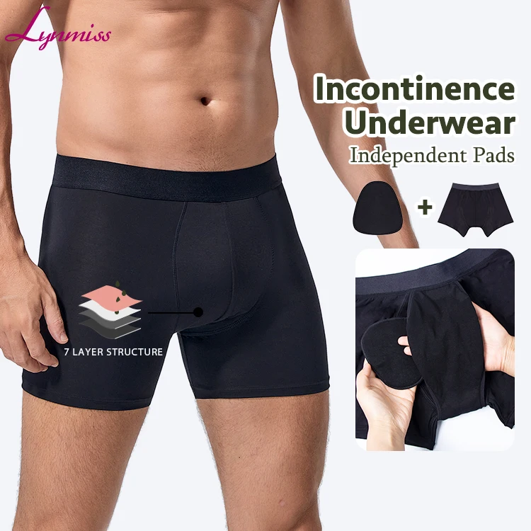 LYNMISS Calzoncillos bóxer de incontinencia absorbentes lavables a prueba  de fugas Máxima absorción 200ML Ropa interior de incontinencia urinaria  para