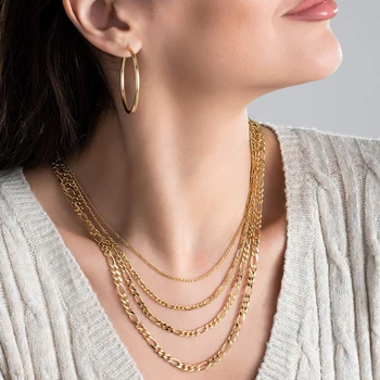 Collana Ciondolo Cordolo Cubano Placcato Oro 20"Acciaio Inox - Foto 13