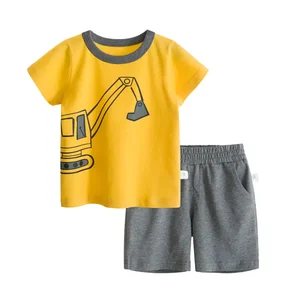 Customizable Summer Wear Kids Two Piece Sets Boys Breathable 100% Cotton Boys Clothing Sets