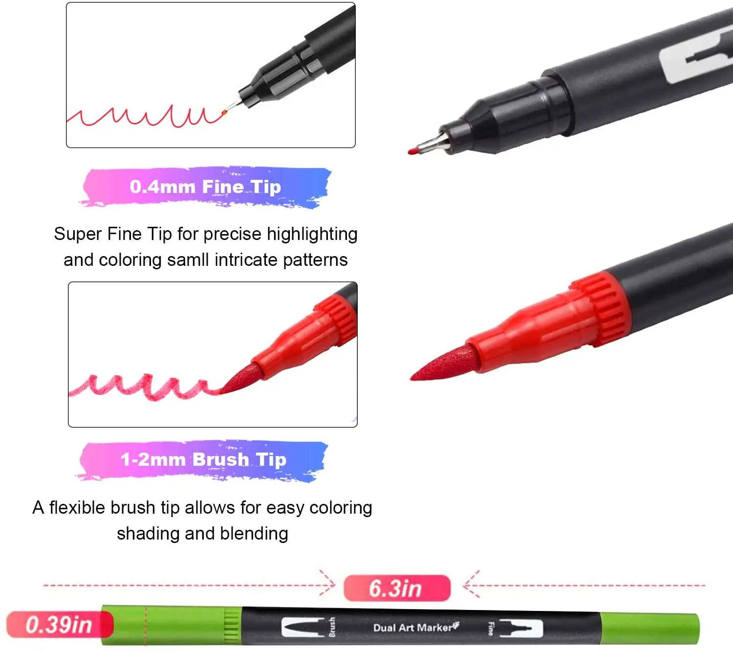 DACO Fine Brush Markers, 60 Dual Brush Pens Art Markers, Fineliner & B –  ToysCentral - Europe