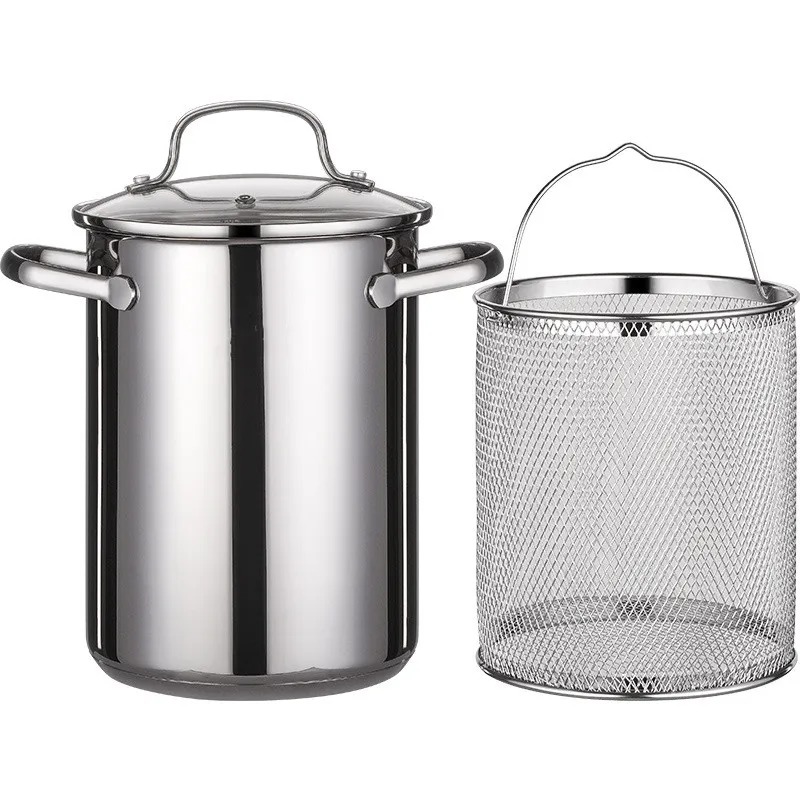 304 Stainless Steel Deep Frying Pot with a Thermometer and a Lid  Multipurpose Fryer Pan Kitchen